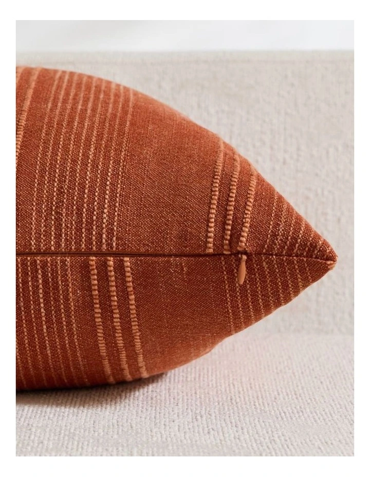 GIOIA CASA Linen Blend Striped Cushion Covers in Terracotta 2 Pack (30x50cm) image 2