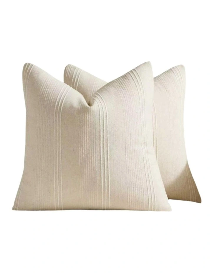 GIOIA CASA Linen Blend Striped Cushion Covers in Beige 2 Pack (45x45cm) image 4