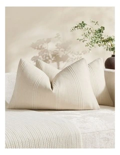 GIOIA CASA Linen Blend Striped Cushion Covers in Beige 2 Pack (30x50cm)