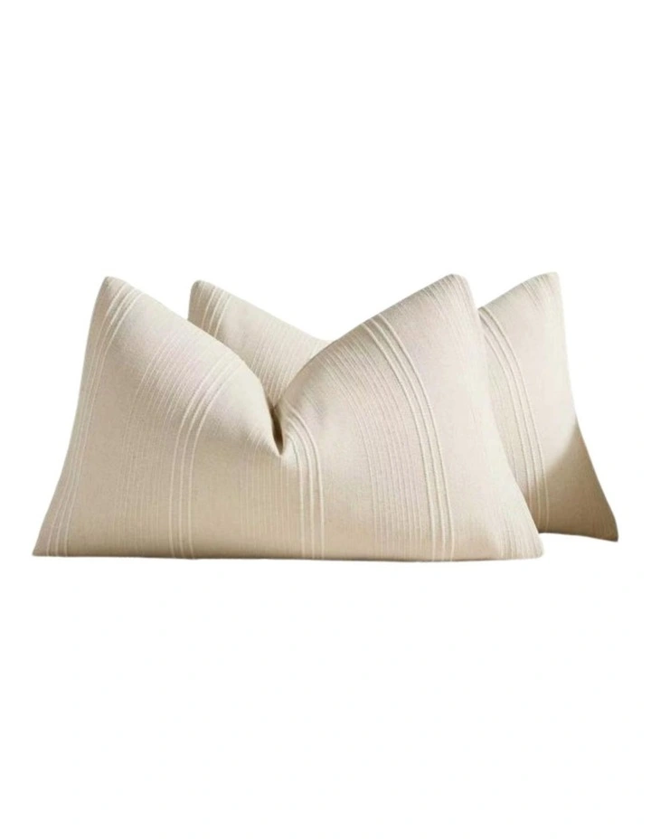 GIOIA CASA Linen Blend Striped Cushion Covers in Beige 2 Pack (30x50cm) image 4
