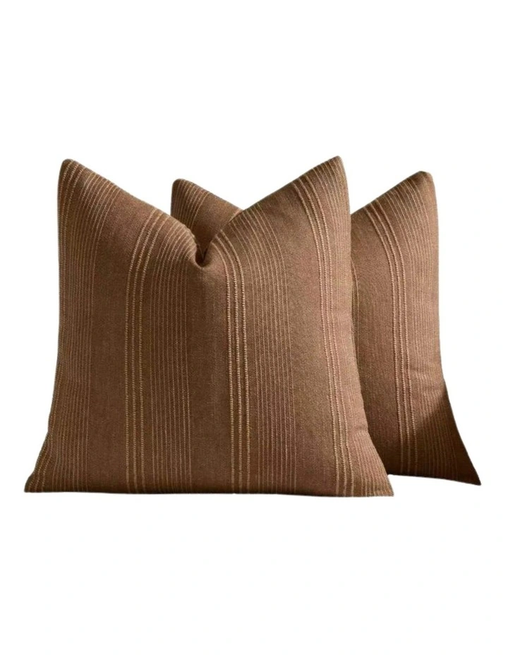 GIOIA CASA Linen Blend Striped Cushion Covers in Tobacco 2 Pack (45x45cm) image 4