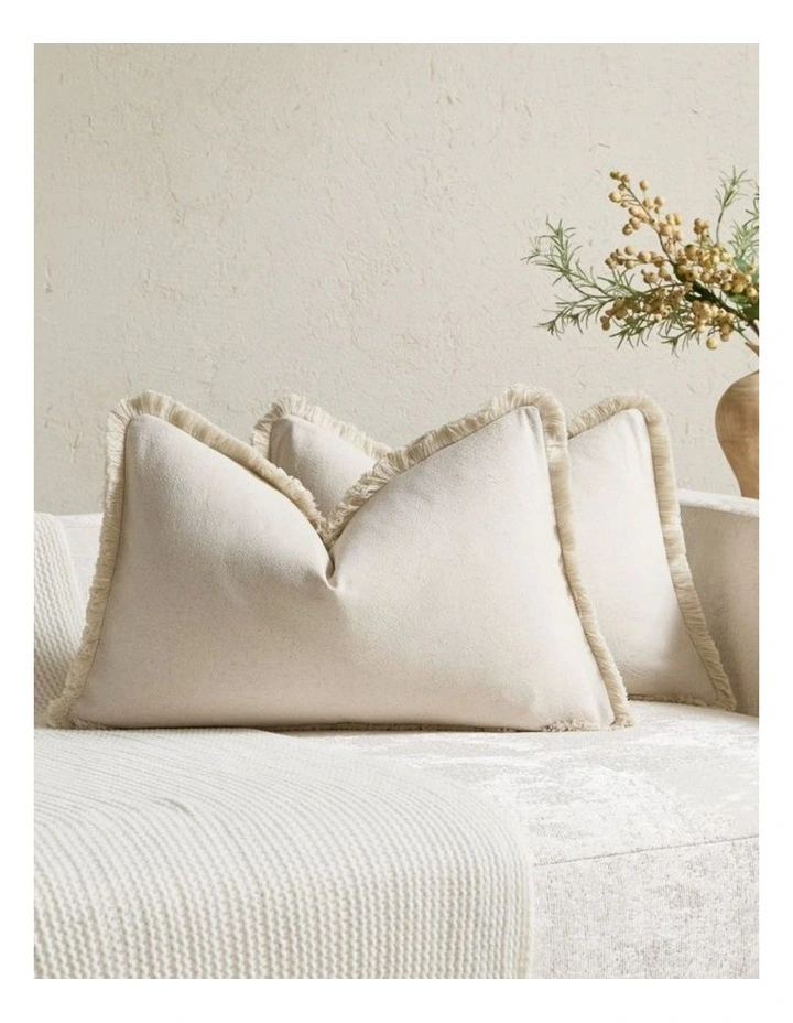 GIOIA CASA Linen-Cotton Cushion Covers with Tassels in Linen 2 Pack (30x50cm) image 1