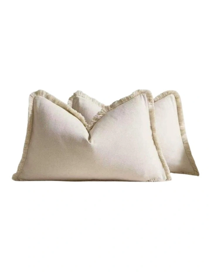 GIOIA CASA Linen-Cotton Cushion Covers with Tassels in Linen 2 Pack (30x50cm) image 4