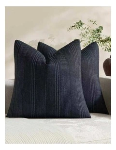 GIOIA CASA Linen Blend Striped Cushion Covers in Blue 2 Pack (45x45cm)