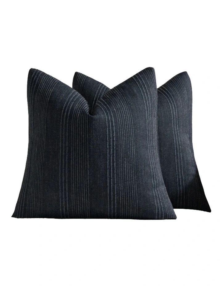 GIOIA CASA Linen Blend Striped Cushion Covers in Blue 2 Pack (45x45cm) image 4