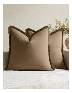 GIOIA CASA Linen-Cotton Cushion Covers with Tassels in Taupe 2 Pack (45x45cm)