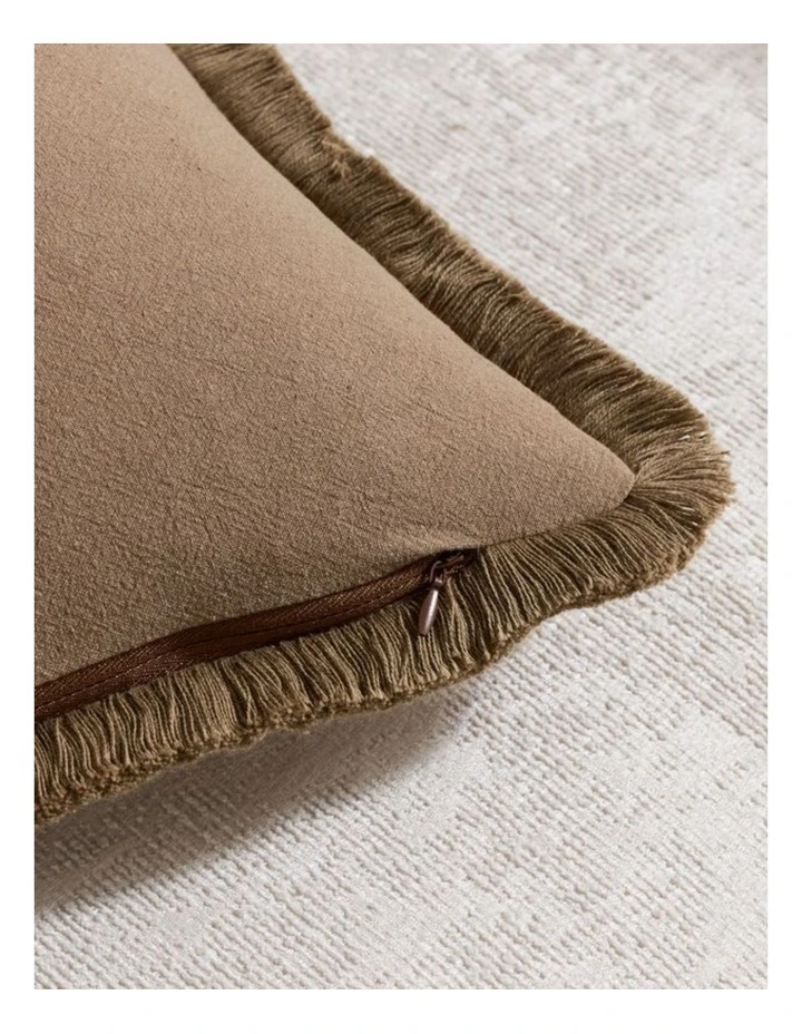 GIOIA CASA Linen-Cotton Cushion Covers with Tassels in Taupe 2 Pack (45x45cm) image 3