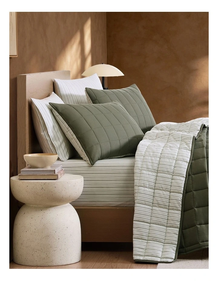 Antique Reversible Coverlet Set In Khaki image 2