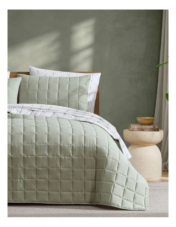 Bouquet Reversible Coverlet Set In Sage image 1