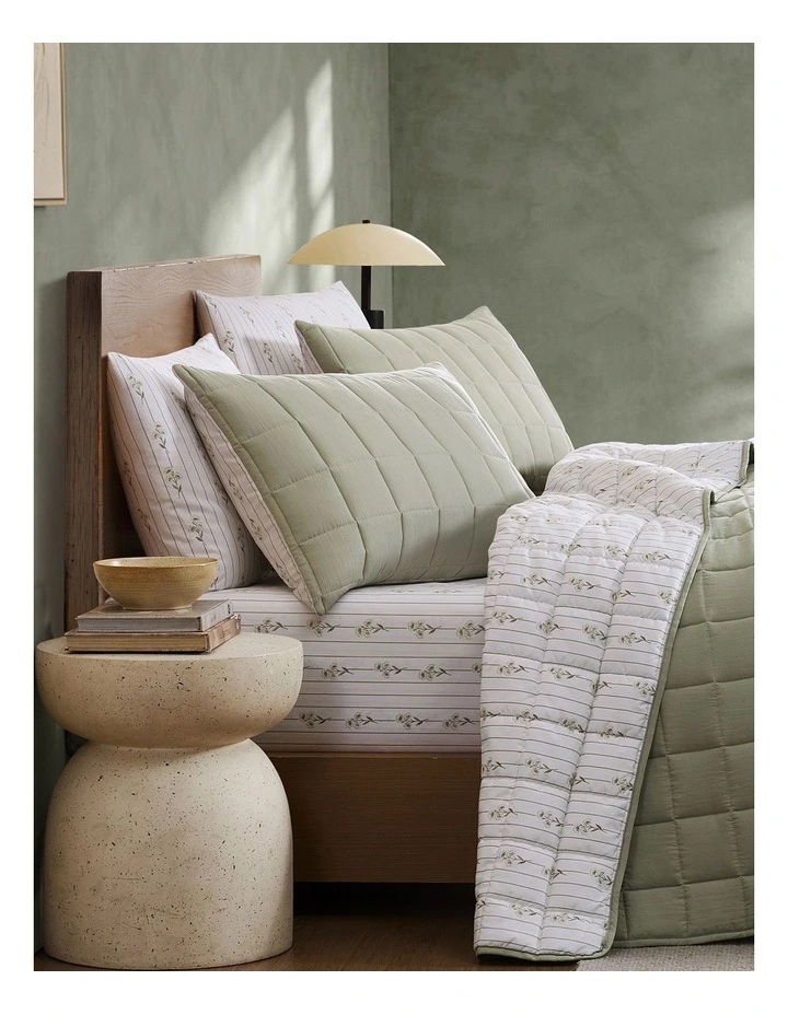Bouquet Reversible Coverlet Set In Sage image 2