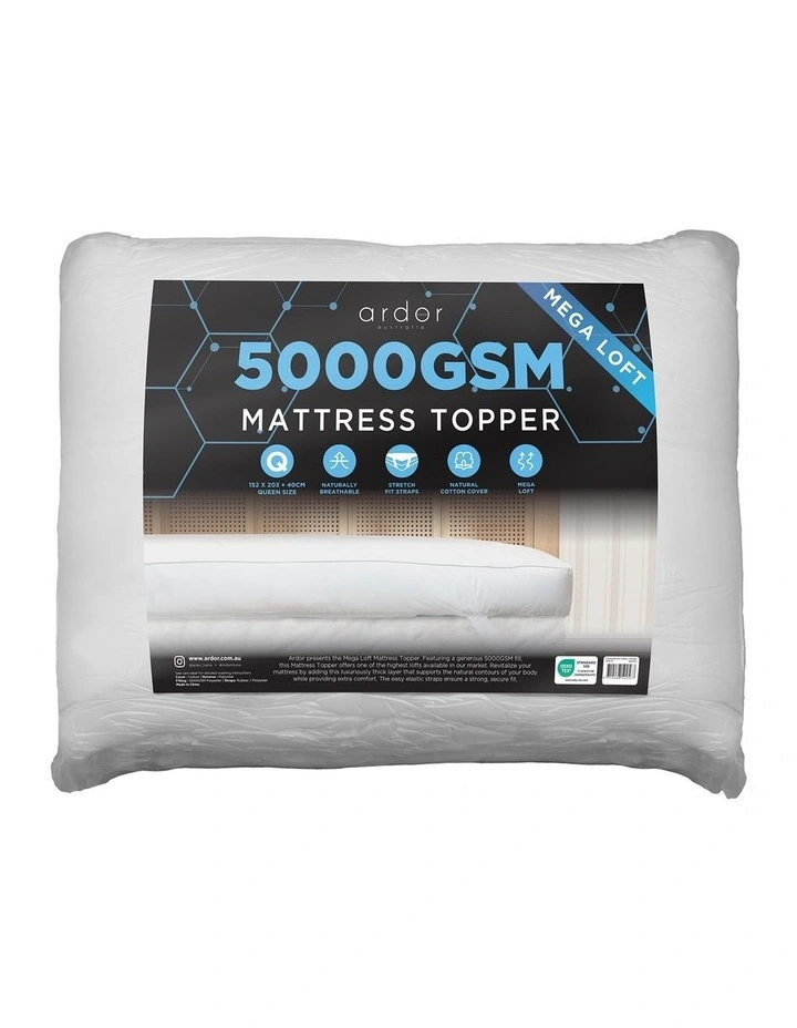 5000GSM Ball Fibre Mattress Topper In White image 3