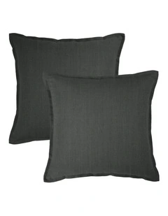 Linen Collection Euro Cushion Cover 2PK 65x65cm Charcoal