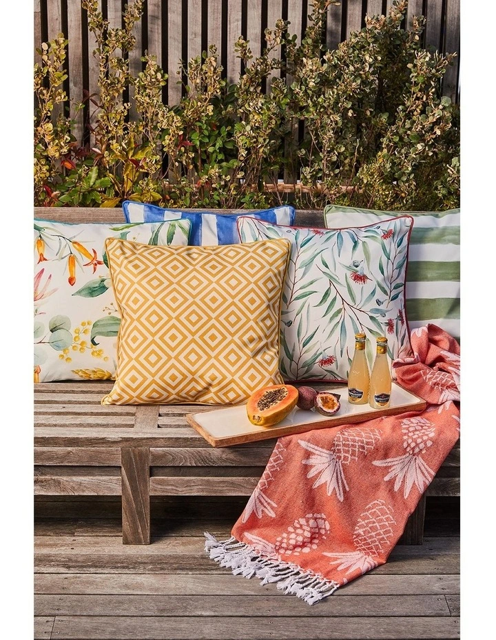 Wattle Outdoor Cushion 50x50x12cm Green & Red Multi image 5