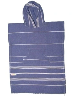Hooded Beach Towel in Navy Stripes