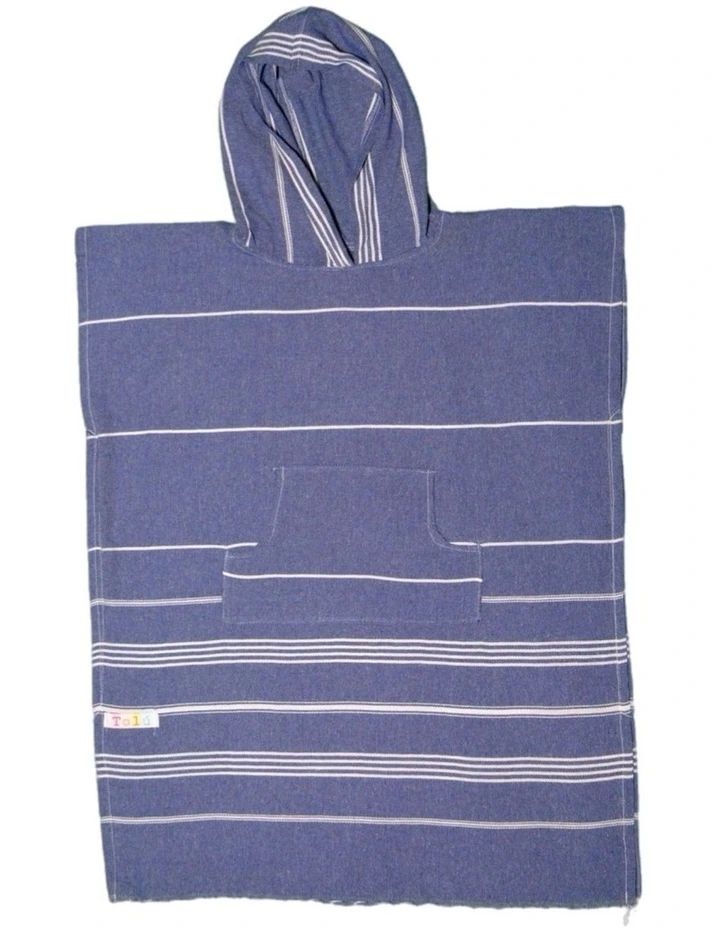 Hooded Beach Towel in Navy Stripes image 1