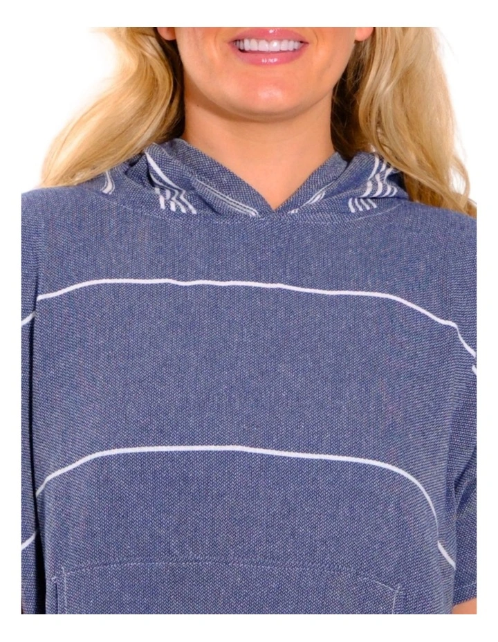 Hooded Beach Towel in Navy Stripes image 6