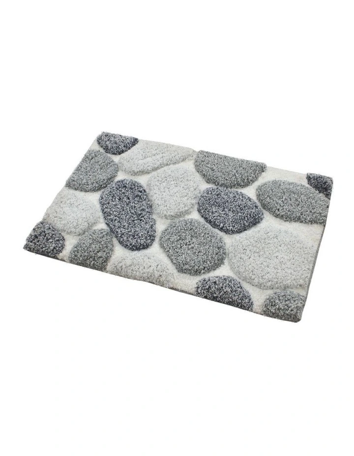 Home Pebble 3D Design Tufted Soft Pile Bathmat in Grey image 1