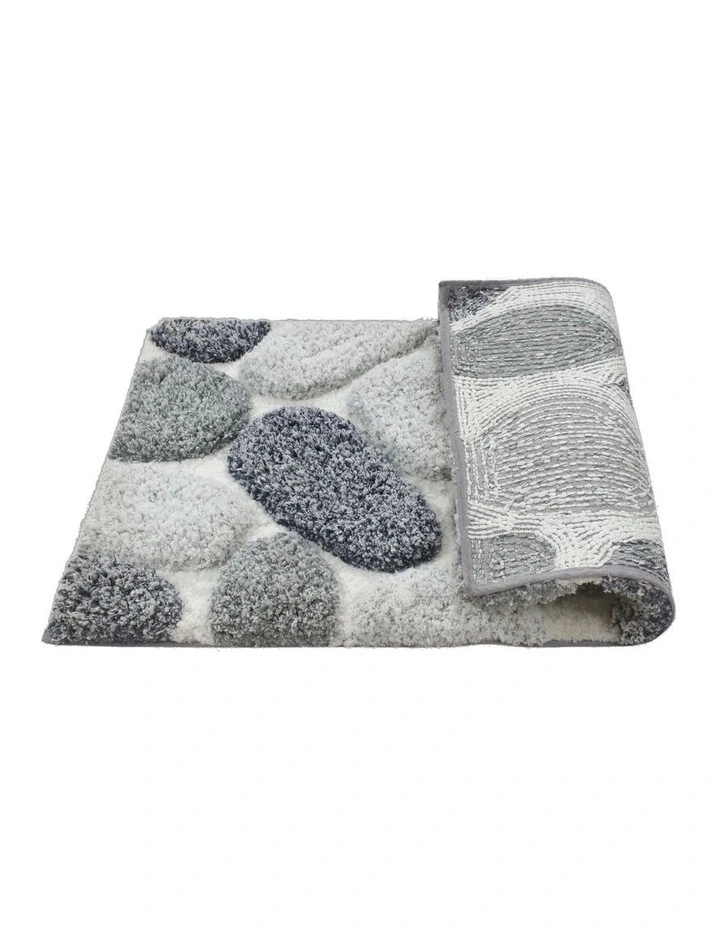 Home Pebble 3D Design Tufted Soft Pile Bathmat in Grey image 2