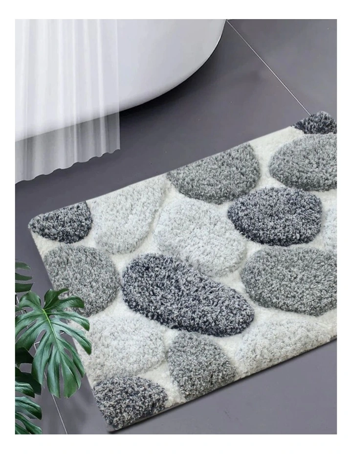 Home Pebble 3D Design Tufted Soft Pile Bathmat in Grey image 3