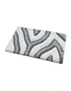 Swirl 3D Design Tufted Soft Pile Bathmat in Grey