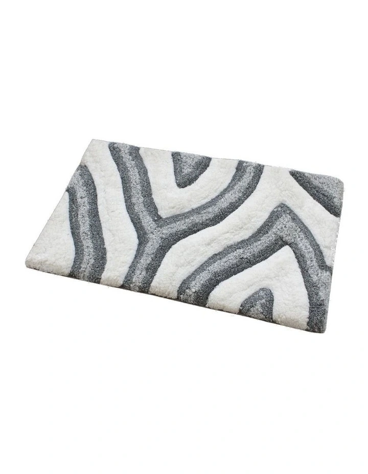 Swirl 3D Design Tufted Soft Pile Bathmat in Grey image 1