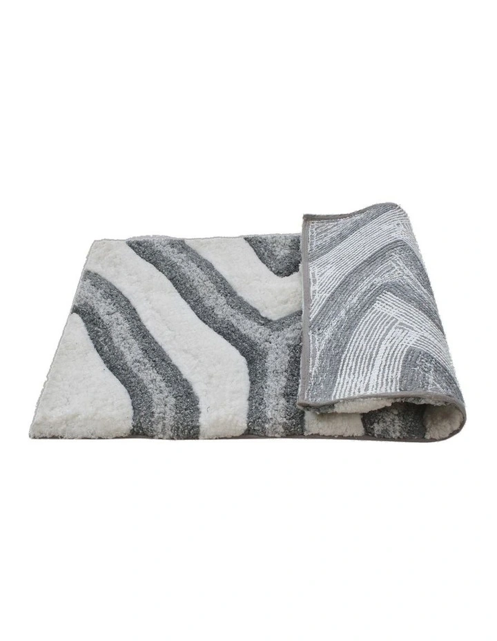 Swirl 3D Design Tufted Soft Pile Bathmat in Grey image 2