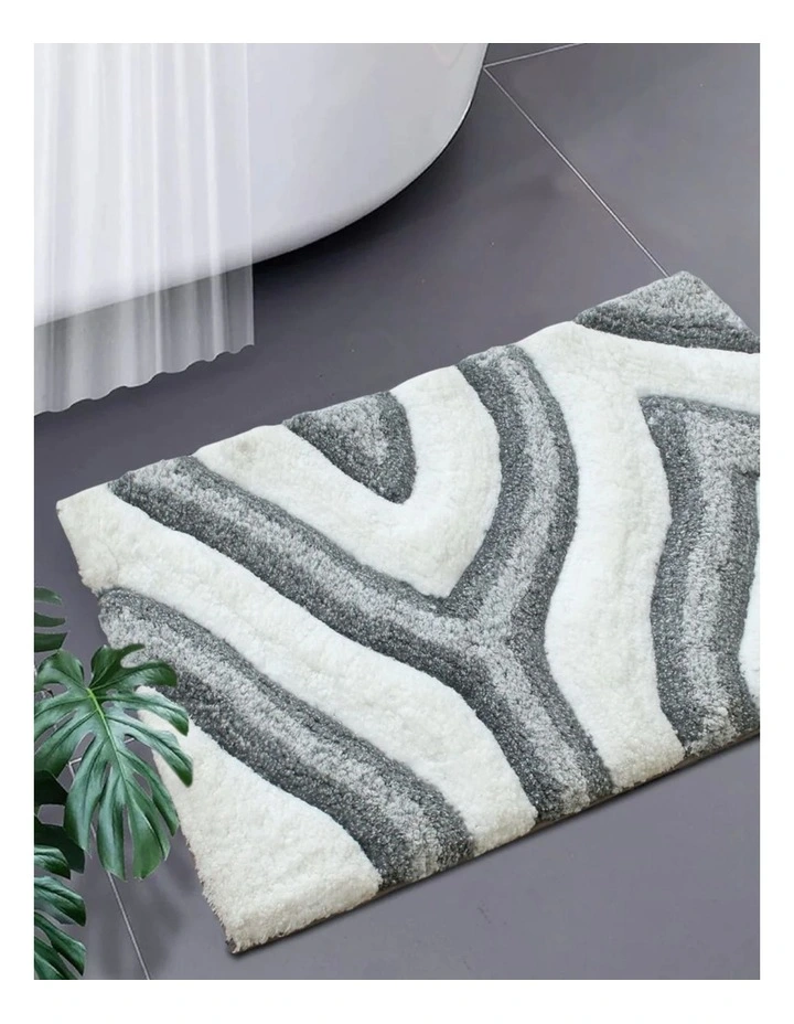 Swirl 3D Design Tufted Soft Pile Bathmat in Grey image 3