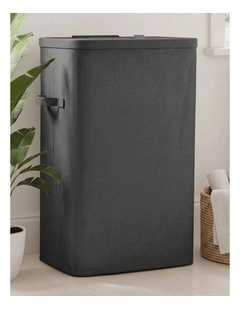 Sherwood Voyager Laundry Hamper 60L Faux Linen 42x32x67cm Slate