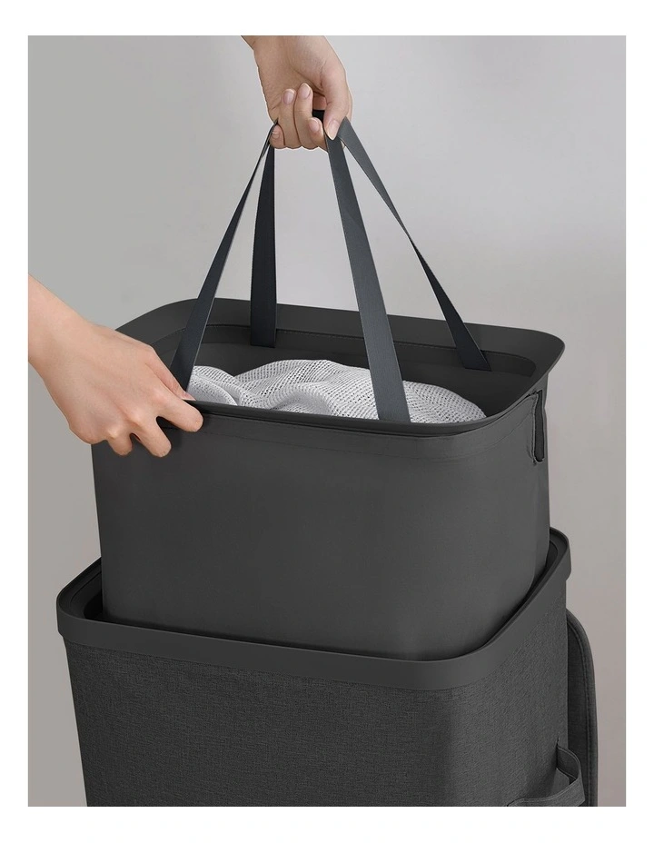 Sherwood Voyager Laundry Hamper 60L Faux Linen 42x32x67cm Slate image 2