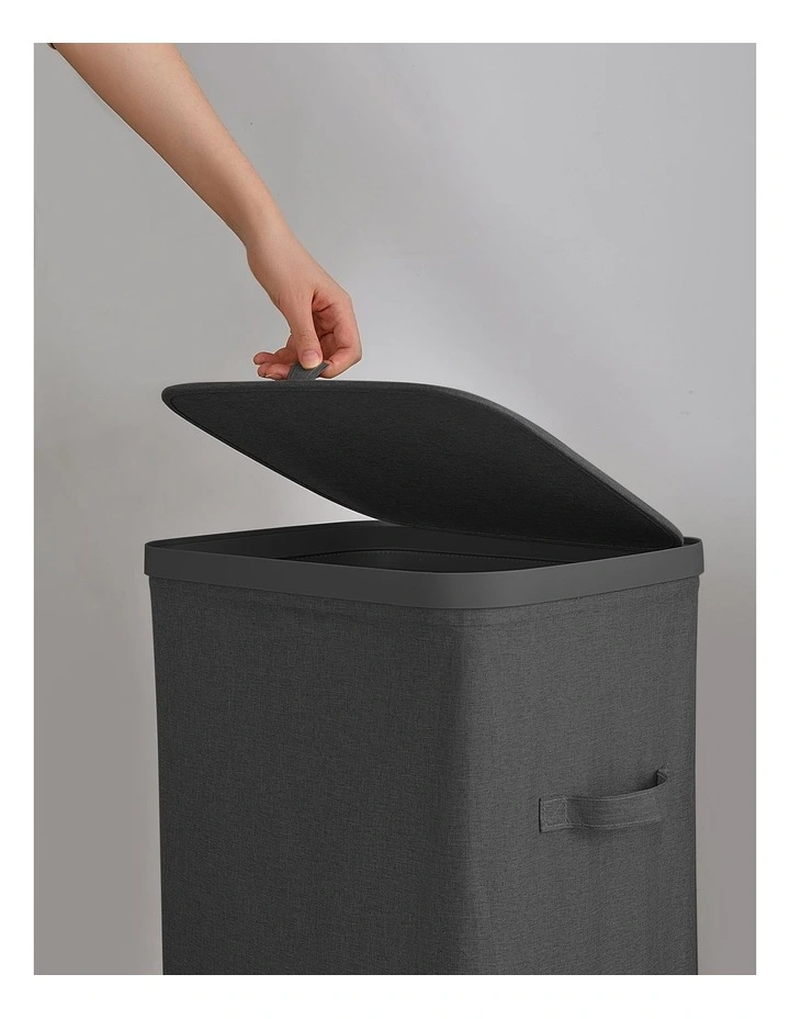 Sherwood Voyager Laundry Hamper 60L Faux Linen 42x32x67cm Slate image 4