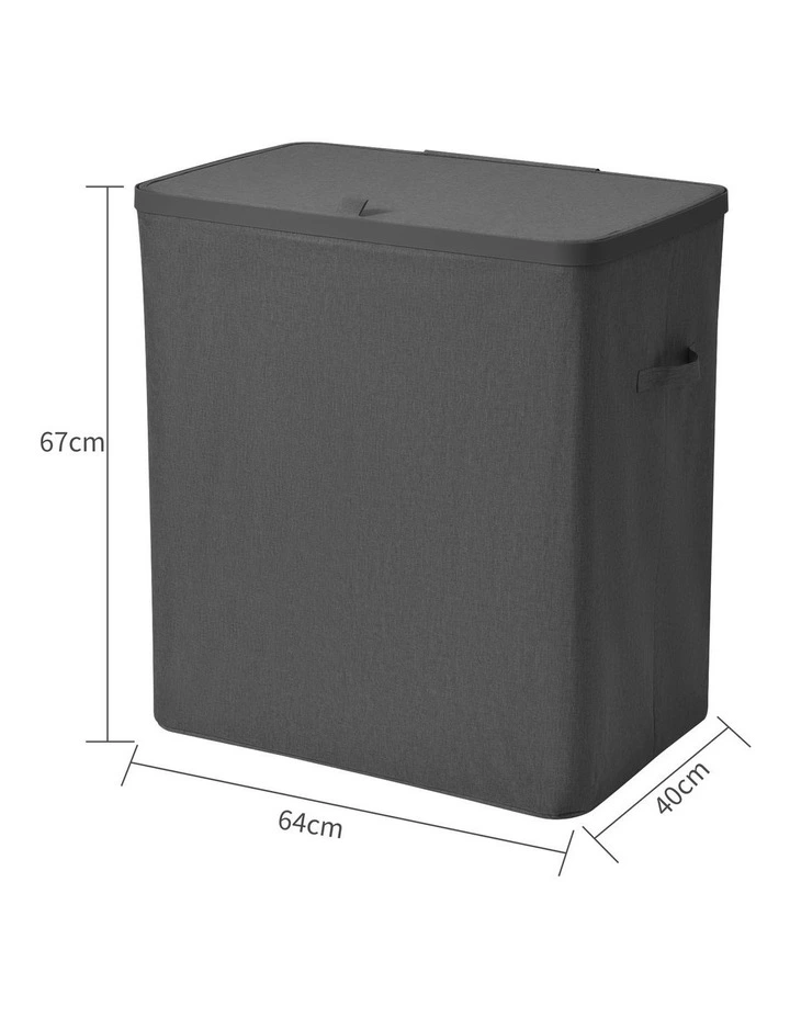 Sherwood Voyager 3-Section Laundry Hamper 120L Faux Linen 64x40x67cm Slate image 6