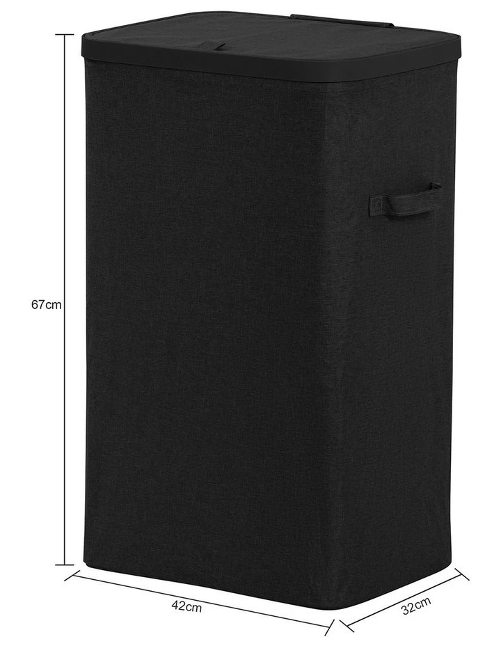 Sherwood Voyager Laundry Hamper 60L Faux Linen 42x32x67cm Black image 6