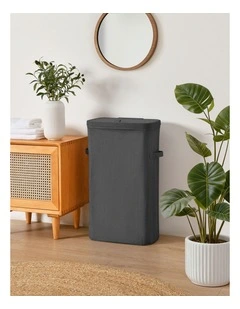 Sherwood Voyager Slim Laundry Hamper 40L Faux Linen 22x39x67cm Slate