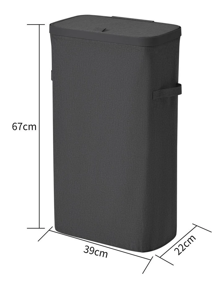Sherwood Voyager Slim Laundry Hamper 40L Faux Linen 22x39x67cm Slate image 6
