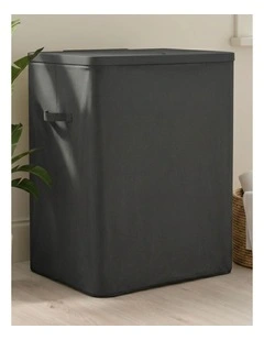 Sherwood Voyager 2-Section Laundry Hamper 100L Faux Linen 56x40x67cm Slate