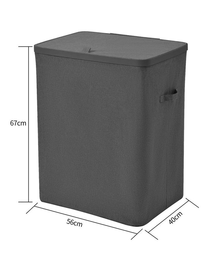 Sherwood Voyager 2-Section Laundry Hamper 100L Faux Linen 56x40x67cm Slate image 6