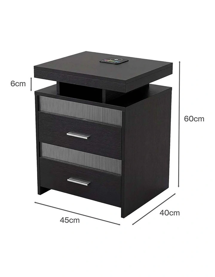 Levede Smart Bedside Table Charging Station Motion Sensor Modern Nightstand image 3