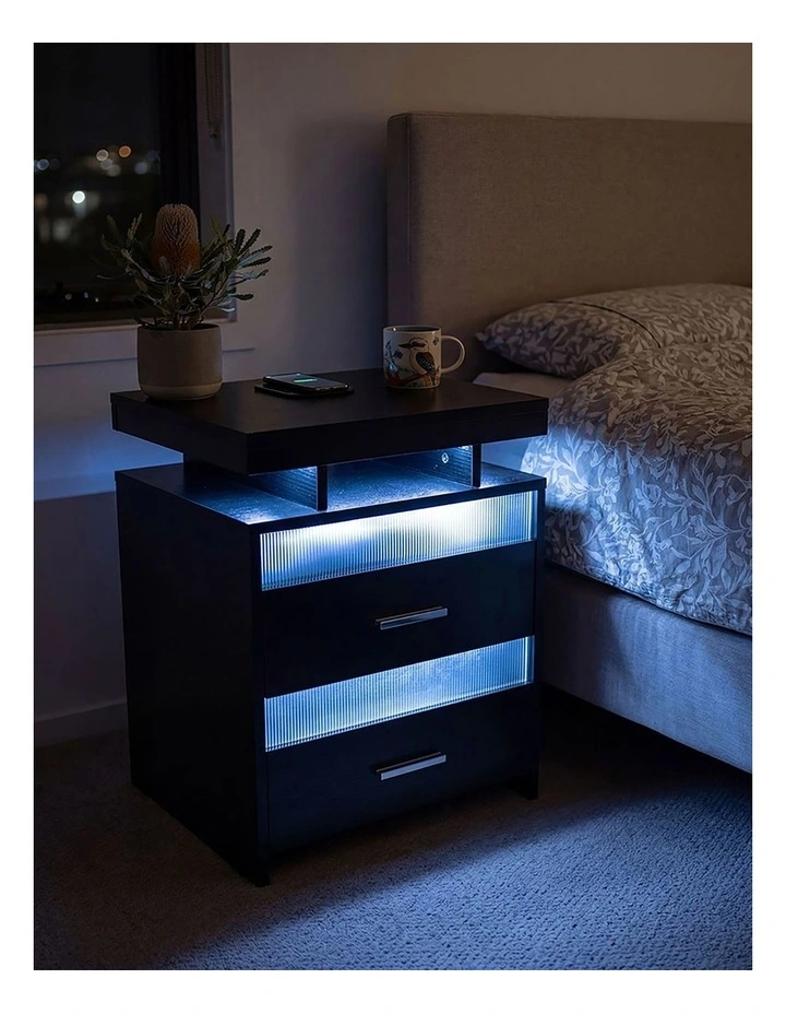 Levede Smart Bedside Table Charging Station Motion Sensor Modern Nightstand image 7