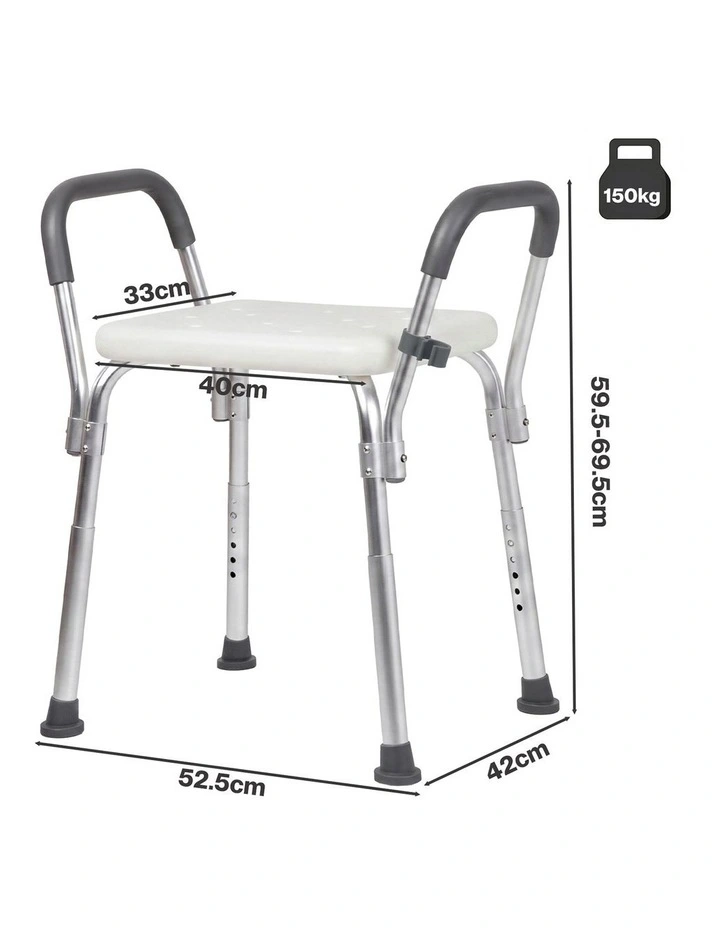 Levede Adjustable Shower Chair Bath Seat with Arms Portable Non Slip Bathroom image 3