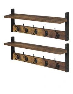 Levede Coat Rack Shelf Wall Mounted Entryway Double Hook Wall Floating Hat Rack