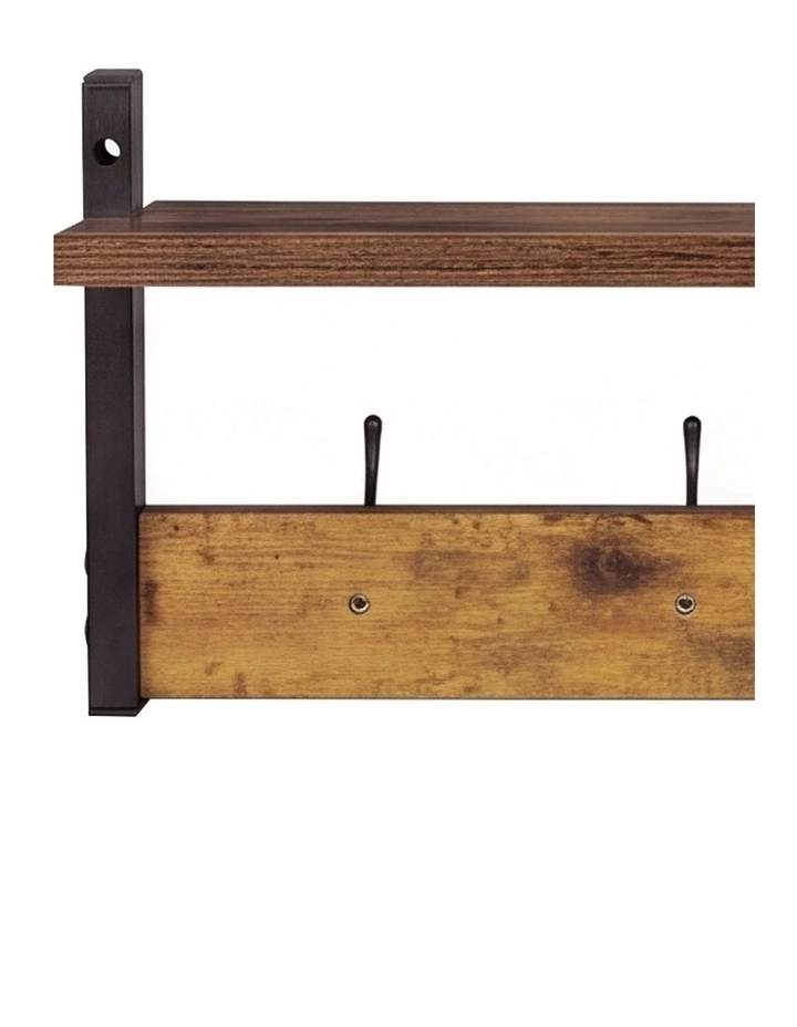 Levede Coat Rack Shelf Wall Mounted Entryway Double Hook Wall Floating Hat Rack image 5