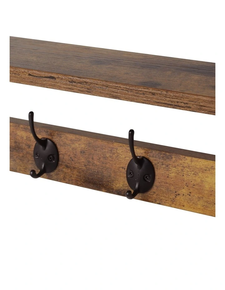 Levede Coat Rack Shelf Wall Mounted Entryway Double Hook Wall Floating Hat Rack image 6