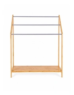 Living Today 85cm Freestanding 3 Tier Bathroom Towel Rack with Bamboo Shelves