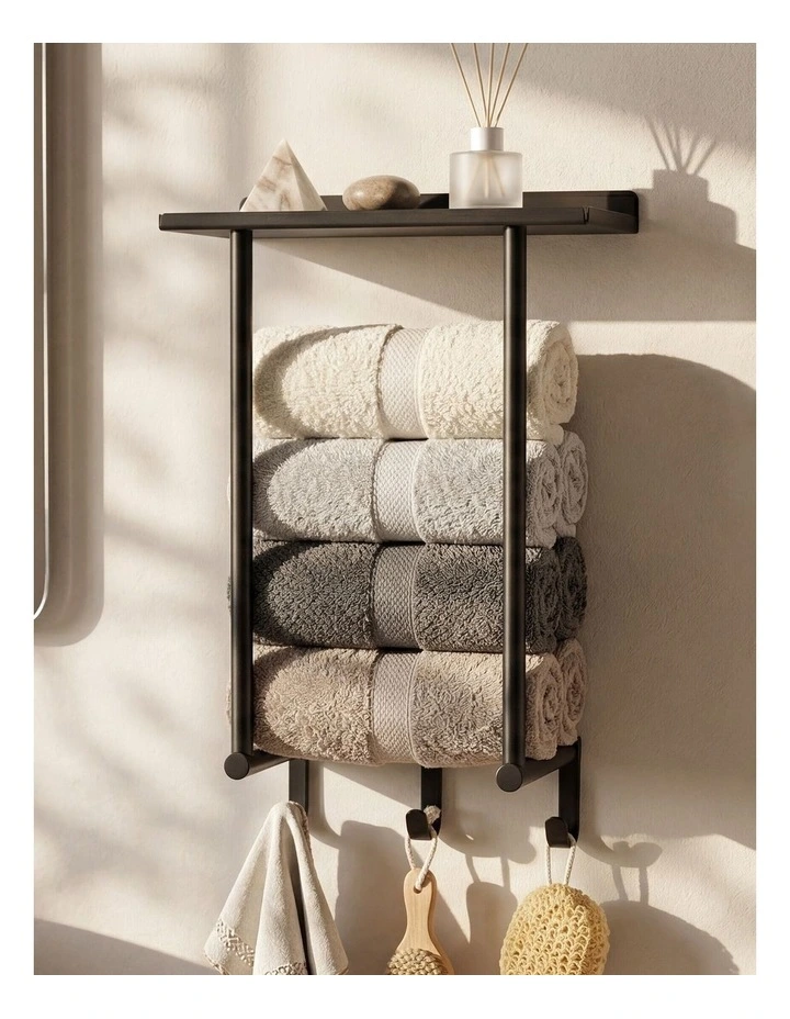 Levede Wall Mounted Towel Rack Towel Holder 3 Hooks Bathroom Towel Storage image 7
