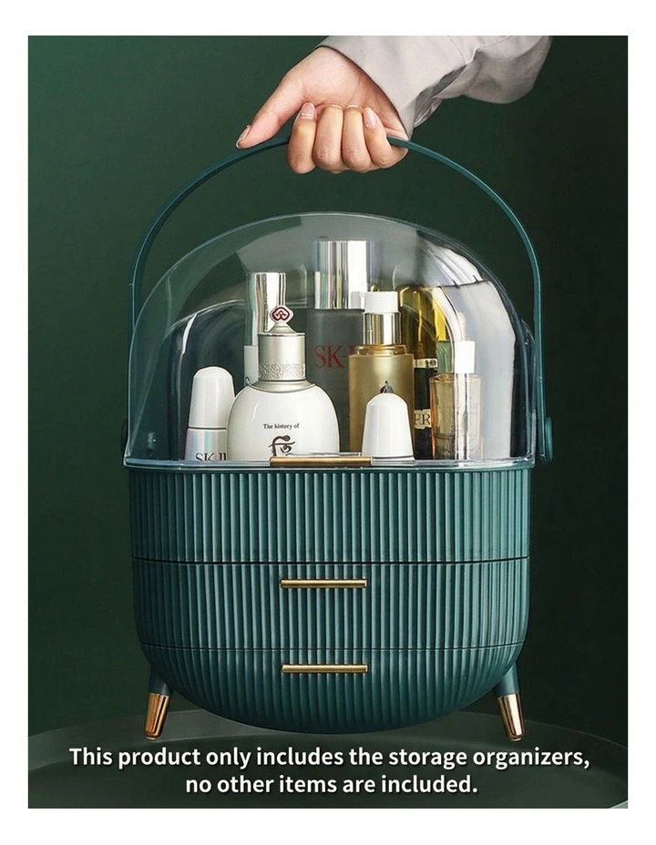 SOGA Green Cosmetic Jewellery Organiser LED Mirror Vanity Set image 4