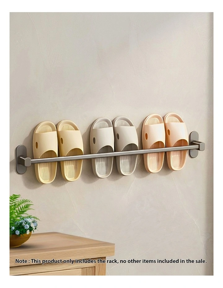 SOGA Slipper Racks 2 Pack 69cm Black Aluminium Self-Adhesive image 2