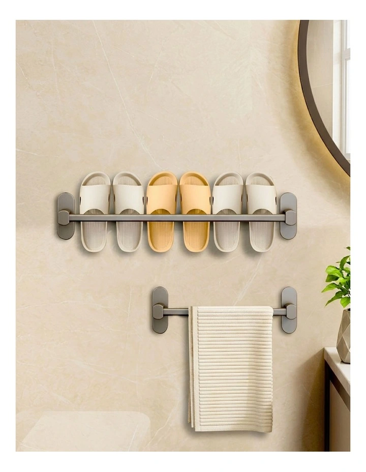 SOGA Slipper Racks 2 Pack 69cm Black Aluminium Self-Adhesive image 3