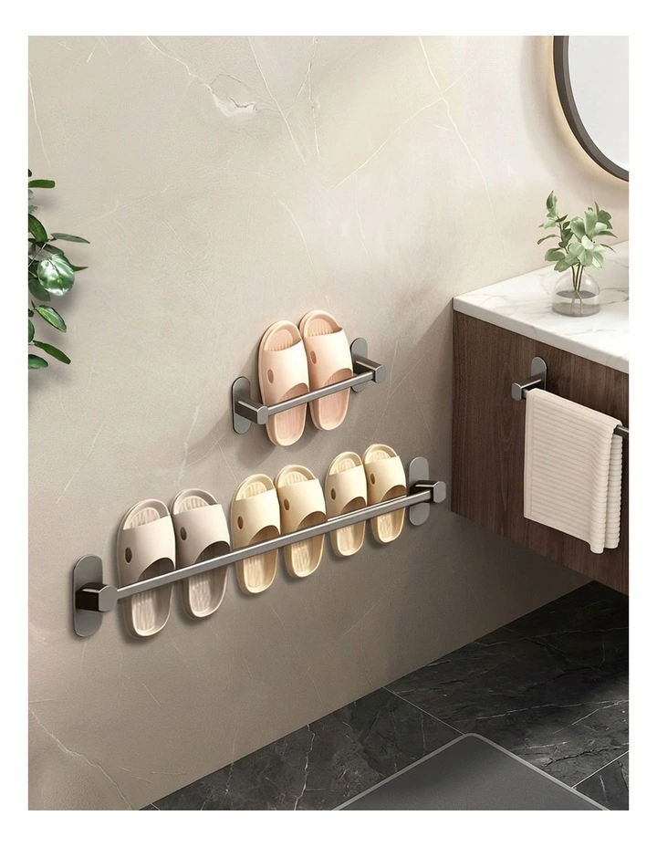 SOGA Slipper Racks 2 Pack 69cm Black Aluminium Self-Adhesive image 4
