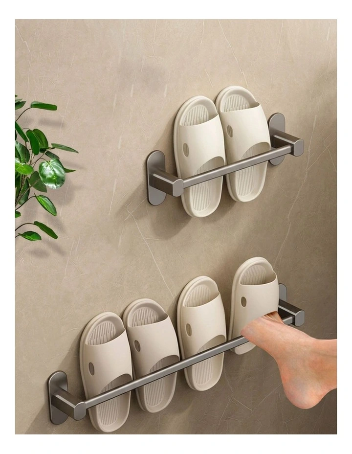 SOGA Slipper Racks 2 Pack 69cm Black Aluminium Self-Adhesive image 7