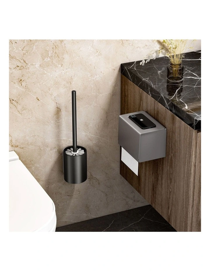 SOGA 27cm Wall Mounted Toilet Brush Holder Bathroom Cleaning Brush Black image 4